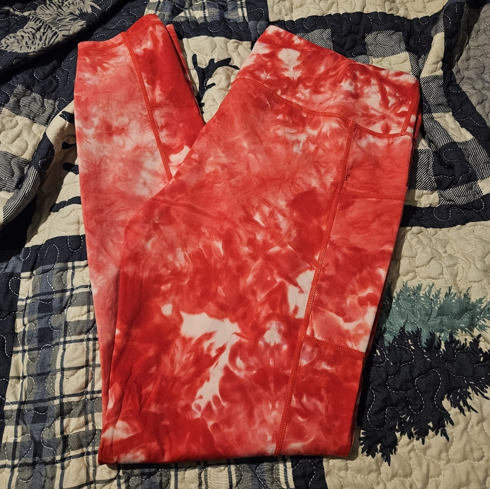 Constantly Varied Gear Red Tie-Dye Full Length Leggings